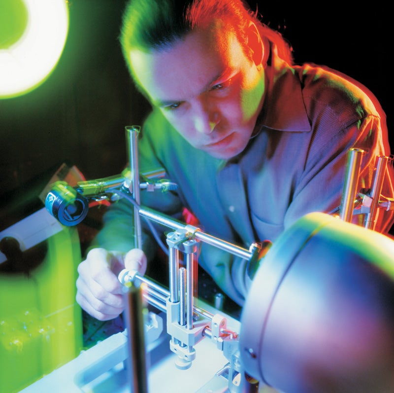 Professor John Hetling working on research in his lab