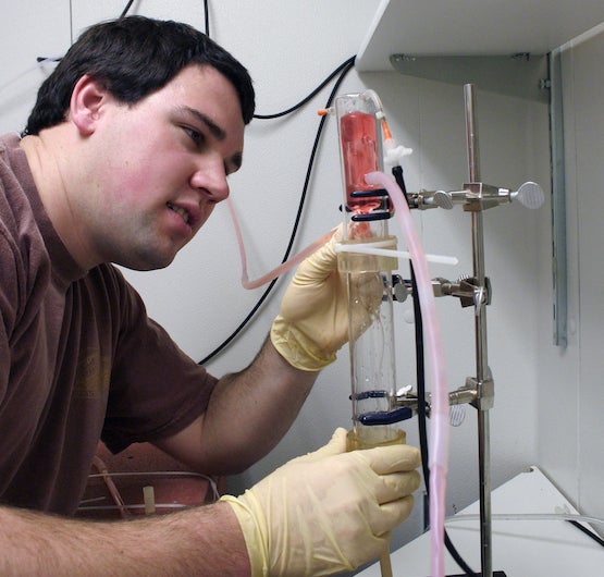 student working on bioengineering research