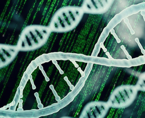 DNA helix with computer code