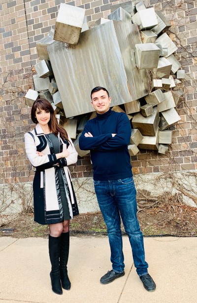 Photo of PhD candidate Seyed Ghodsi and Professor Tolou Shokuhfar