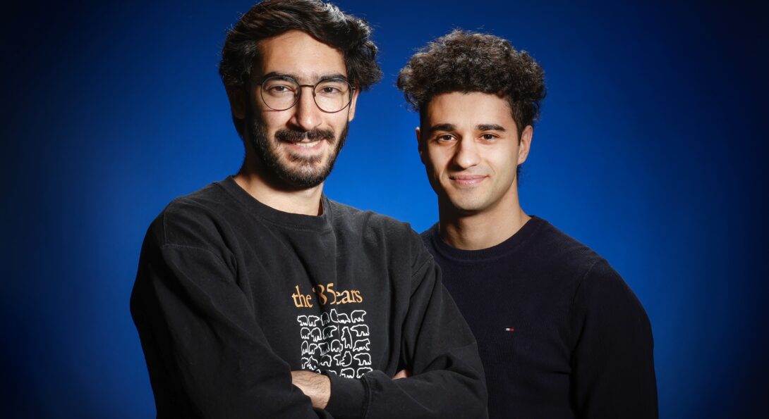 University of Illinois Chicago College of Engineering Richard and Loan Hill Department of Biomedical Engineering PhD studentMoein Naderi (L) and alumnus Giuseppe Lauricella.