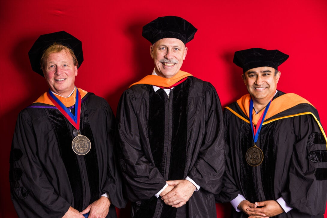 Richard and Loan Hill Professor James Patton, BME Department Head and Professor Tom Royston, and Robert Uyetani Collegiate Professor Salman Khetani.