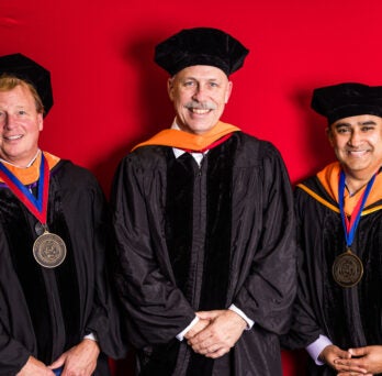 Richard and Loan Hill Professor James Patton, BME Department Head and Professor Tom Royston, and Robert Uyetani Collegiate Professor Salman Khetani. 